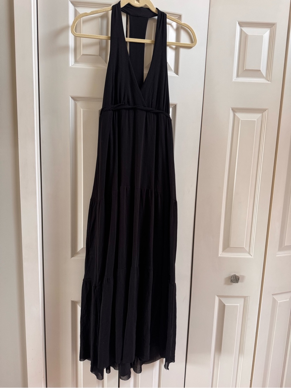 Weston Wear Anthropologie Gauze Stretch Maxi Dress-Halter Back-Tiered-Size Large